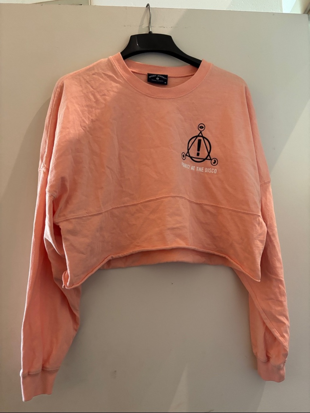 Pale Peach Cropped Band Crewneck Sweatshirt - Panic! At The Disco